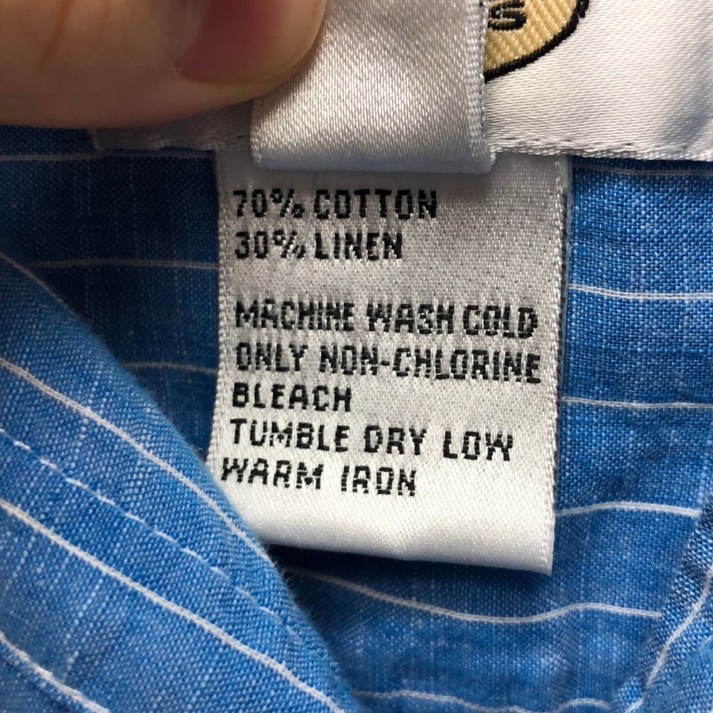 Talbots roll-up sleeve blue striped button-up top - Picture 5 of 7